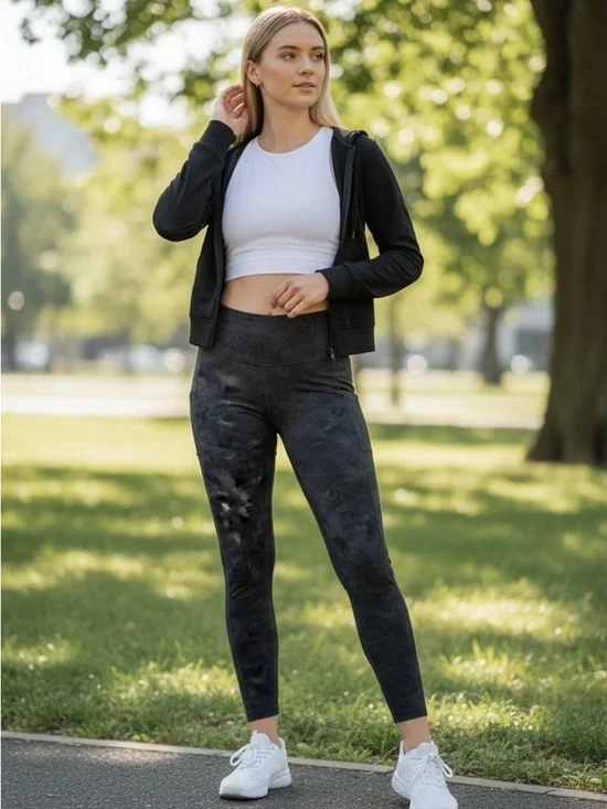 Fabletics Women’s Cold Weather High Waisted Pocket Leggings Onyx Smudge Size M - Picture 6 of 9